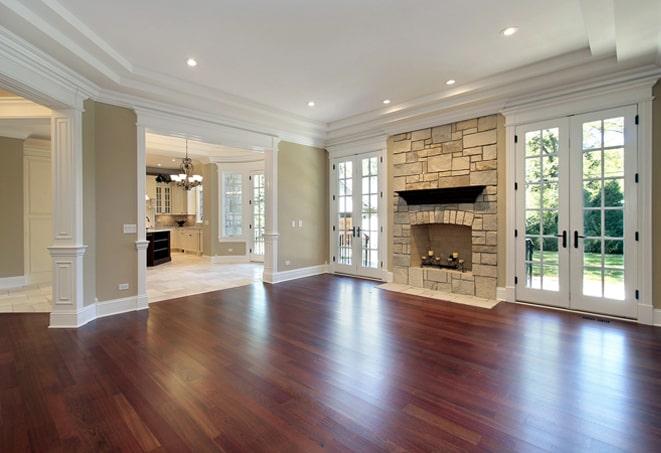 cozy bedroom with warm, rich hardwood floor